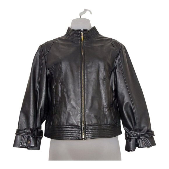 Vintage Arden B Leather Moto Cropped Jacket - Good Condition - Large - Picture 1 of 9